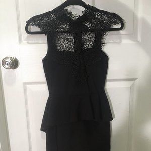 Peplum lace black dress